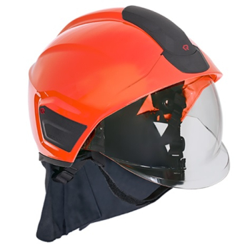 HEŁM BOJOWY HEROS H30 (Z PRZYŁBICĄ, OSŁONĄ KARKU I KRAWĘDZI) - KOLOR: JASKRAWY POMARAŃCZOWY (RAL 2005)