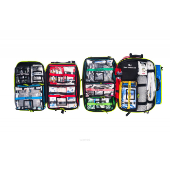 Zestaw Ratownictwa Medycznego R1 wg standardu 2021 w plecaku modułowym Blue MED. Z zintegrowanym reduktorem