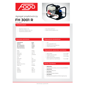 Agregat prądotwórczy FOGO FH3001R 2,5kW