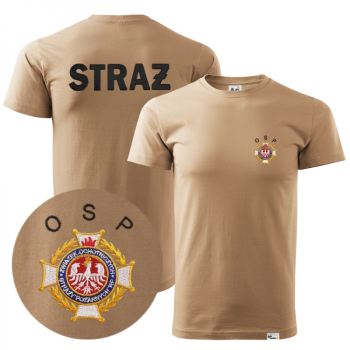 Koszulka T-shirt OSP ZWIĄZEK haft piaskowa
